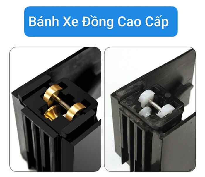 Bánh xe đồng cho cửa xếp Hòa Phát, chi tiết cơ cấu vận hành giúp cửa kéo mở và xếp gọn linh hoạt, phù hợp các mẫu cửa xếp sử dụng bánh xe đồng.