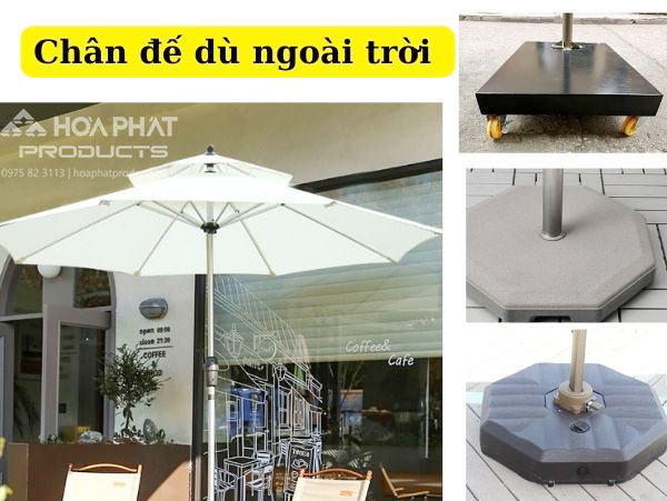 Chân đế ô dù ngoài trời chắc chắn, chịu lực tốt