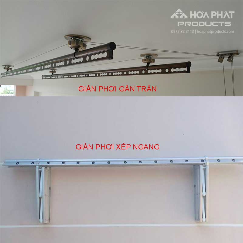 So sánh giàn phơi xếp ngang và giàn phơi gắn trần